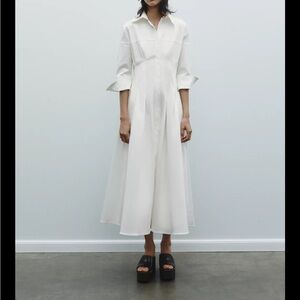 ZARA White Midi Shirt Dress